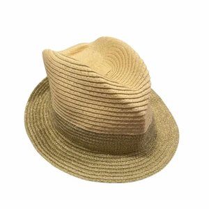 Gap Gold and Tan Two Tone Woven Fedora Size M/L